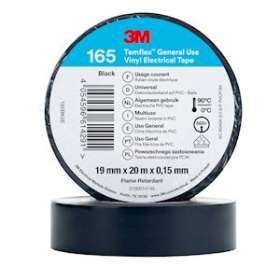 Temflex 165 Ruban d'isolation électrique 20m x 19mm Noir|3M france-TRM80471N
