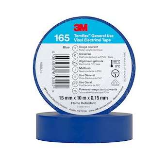 Temflex 165 Ruban d'isolation électrique 10m x 15mm Bleu|3M france-TRM80462N