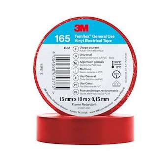 Temflex 165 Ruban d'isolation électrique 10m x 15mm Rouge|3M france-TRM80463N