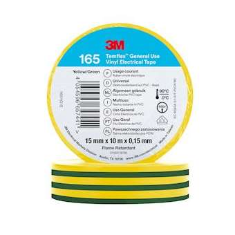 Temflex 165 Ruban d'isolation électrique 10m x 15mm V/J|3M france-TRM80457N