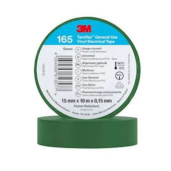 Temflex 165 Ruban d'isolation électrique 10m x 15mm Vert|3M france-TRM80469N