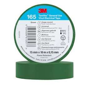 Temflex 165 Ruban d'isolation électrique 10m x 15mm Vert|3M france-TRM80469N