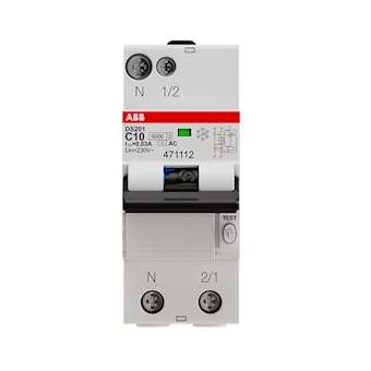 Disjoncteur Différentiel (DS201) 1P+N 6/10Ka C-10A 30mA Ac|ABB-ABB471112