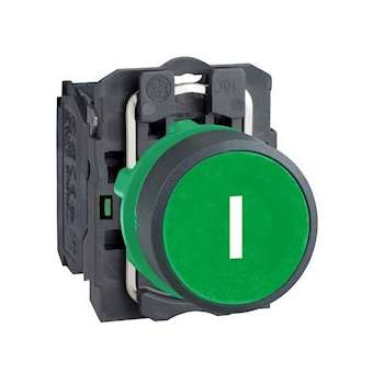 Harmony XB5 - bouton poussoir impulsion - D22 - marqué - vert - 1F - vis étrier|Schneider Electric-SCHXB5AA3311