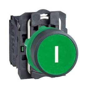 Harmony XB5 - bouton poussoir impulsion - D22 - marqué - vert - 1F - vis étrier|Schneider Electric-SCHXB5AA3311
