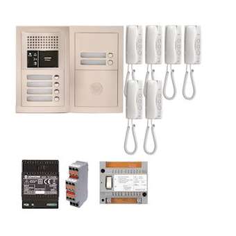 Pack audio 6 bp encastré, module vigik, centrale, 6 gt1d & alim.|Aiphone-AIPGTBA6E