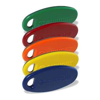 Pack de 5 badges bi-color pour ugvbt&cugvbt, gris-bleu/jaune/orange/rouge/vert|Aiphone-AIPKEY5