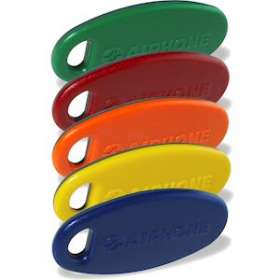 Pack de 5 badges bi-color pour ugvbt&cugvbt, gris-bleu/jaune/orange/rouge/vert|Aiphone-AIPKEY5