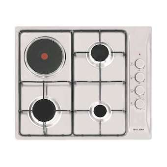 Table inox mixte 60 cm - 3 foyers gaz + 1 foyer électrique - 5,75 + 1,5 kW|Airlux-ALXGTL647IX