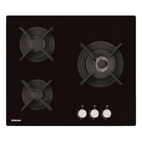 Table verre gaz 60 cm - 3 foyers dont 1 triple couronne - 6,15 kW - Manettes|Airlux-ALXGV635HBK