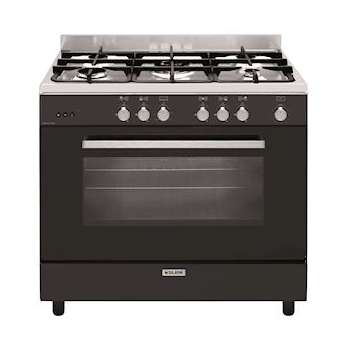 Cuisinière 90 x 60 cm noire brillante - e-Cooker - Four gaz catalyse 109 L|Airlux-ALXGE960CMBK2