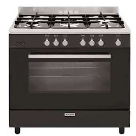 Cuisinière 90 x 60 cm noire brillante - e-Cooker - Four gaz catalyse 109 L|Airlux-ALXGE960CMBK2