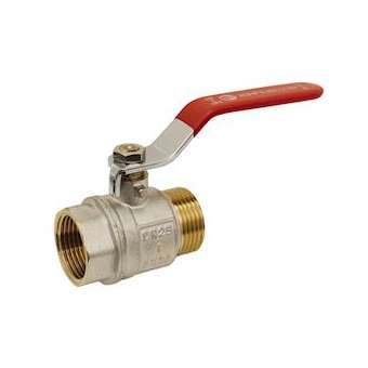 VANNE M/F LAITON LEVIER PLAT INOX ROUGE 1'|Adg-AF9205LI-26