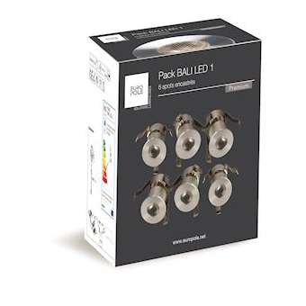 Pack BALI LED 1 rond fixe alu brossé 4000K 6x1,2W 28DEG IP54|Europole-POL46111