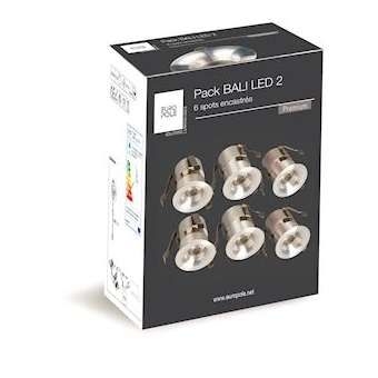 Pack BALI LED 2 rond fixe alu brossé 4000K 6x1,2W 28DEG IP54|Europole-POL46131