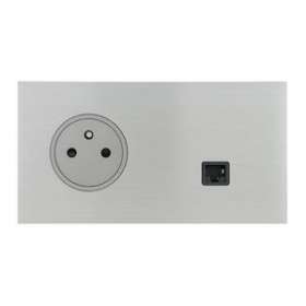 Art d'Arnould univers Epure prise de courant 2P+T et prise RJ45 - acier brossé|Arnould-ARD67438