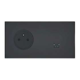Art d'Arnould univers Epure prise de courant 2P+T et prise RJ45 - noir mat|Arnould-ARD67838