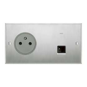 Art d'Arnould Mémoire prise 2P+T 16A 250V et RJ45 catégorie6 FTP -acier brossé|Arnould-ARD67138