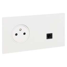 Art d'Arnould univers Epure prise de courant 2P+T et prise RJ45 - blanc satin|Arnould-ARD67938
