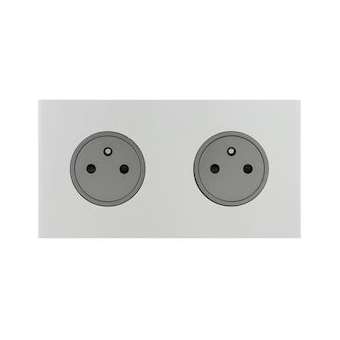 Art d'Arnould univers Epure double prise de courant 2P+T 16A 250V - acier satin|Arnould-ARD67532