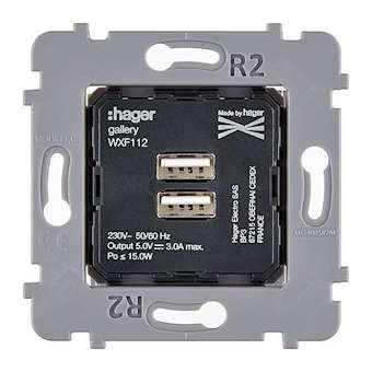 Mécanisme CHARGEUR USB A+A 2PORT 5V-3A POUR COLLECTION CONFIDENCE|Modelec-MD8087-510G