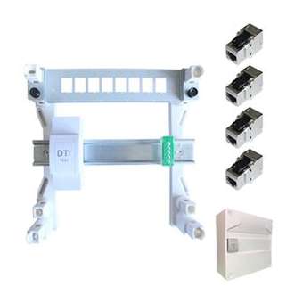 Coffret de com modulaire Grade 3: DTI Mod, 4 RJ45 G3, Bornier Terre|Atole-AOETC05PG3