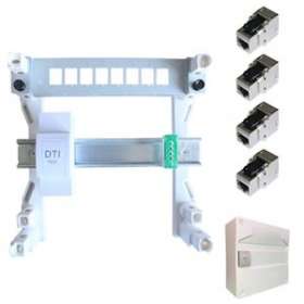 Coffret de com modulaire Grade 3: DTI Mod, 4 RJ45 G3, Bornier Terre|Atole-AOETC05PG3
