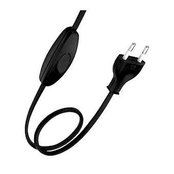 Cordon 120/80Cm Noir Fiche Eu & Interrupteur|Bailey-BIY140217