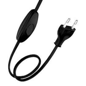 Cordon 120/80Cm Noir Fiche Eu & Interrupteur|Bailey-BIY140217