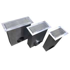 Grille de sol en aluminium laque gris de 400 x 150 mm avec plenum acier + filtre|Baillindustrie-BLLGSOL400X150