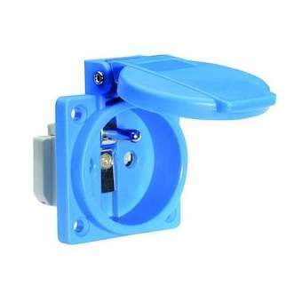 Socle de prise tableau bleu USE 250V 2P+T 10/16A IP44 38X38|Bals-BA171118