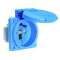 Socle de prise tableau bleu USE 250V 2P+T 10/16A IP44 38X38