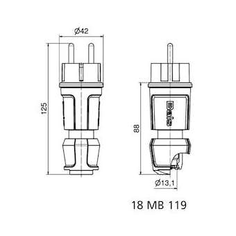 Fiche domestique noire 250V 2P+T 10/16A IP44|Bals-BA17372