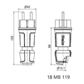 Fiche domestique noire 250V 2P+T 10/16A IP44|Bals-BA17372
