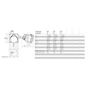 Socle PSK TI 400V 3P+N+T 6H 63A IP55|Bals-BA1120015