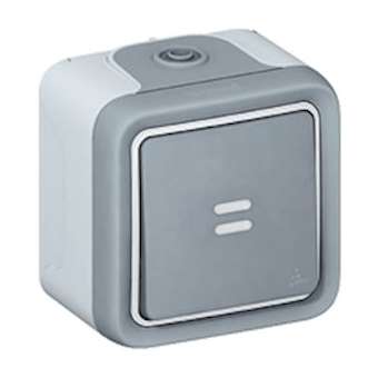 Poussoir étanche NO lumineux 10A Plexo complet IP55 saillie - gris|Legrand-LEG069722