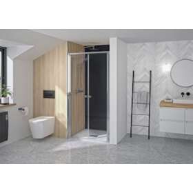 Supra 2 Portes Pivotantes 80 Chromé Transparent|Blanc aqua production-BL5PA1530CTN