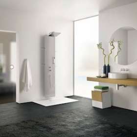 Colonne Aquaglass gris acier thermostatique|Blanc aqua production-BL5CD221A