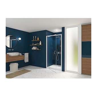 Smart Express Porte Pivotante 90X190 Cm Profile Blanc Verre Transparent|Blanc aqua production-BL5PA1902BTNE