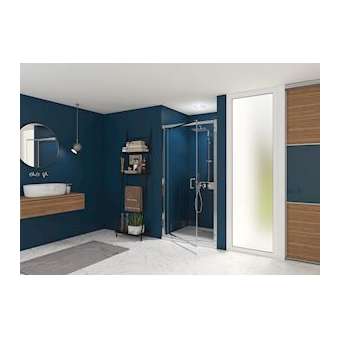 Smart Express Porte Pivotante 90X190 Cm Profile Chrome Verre Transparent|Blanc aqua production-BL5PA1902CTNE