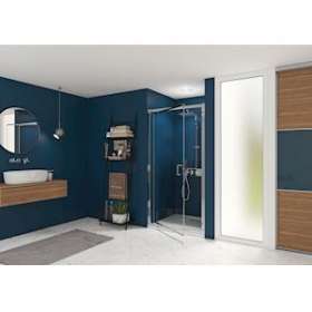 Smart Express Porte Pivotante 90X190 Cm Profile Chrome Verre Transparent|Blanc aqua production-BL5PA1902CTNE