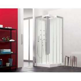 Cabine Horizon 2 Bas 120 Pivotant Hydromassante Acier|Blanc aqua production-BL5CH134A12