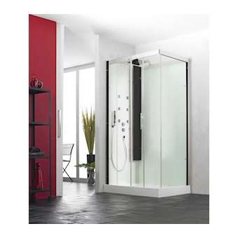 Cabine Horizon 2 Haut 120 Coulissant Hydro+Hammam Perle Noire|Blanc aqua production-BL5CMH114N18