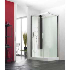Cabine Horizon 2 Haut 120 Coulissant Hydro+Hammam Perle Noire|Blanc aqua production-BL5CMH114N18