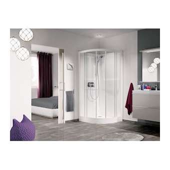 Cabine Kineprime 90 1/4 De Rond Coulissant Bas Transparent Meca|Blanc aqua production-BL5CA5509MTN