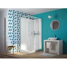 Cabine Eden 2 + Pivotant 100X80 Receveur Haut|Blanc aqua production-BL5CA8460