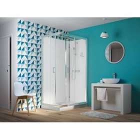 Cabine Eden 2 Coulissant 100X80 Receveur Haut|Blanc aqua production-BL5CA8360