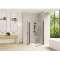 Smart Design porte pivotante angle sans seuil 90 profilé noir verre transparent