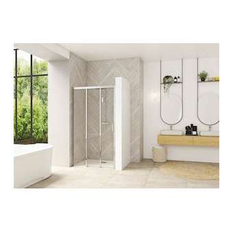 Smart Design 3 volets coulissants 100 profilé chromé verre transparent g|Blanc aqua production-BL5PA90264CTNEG