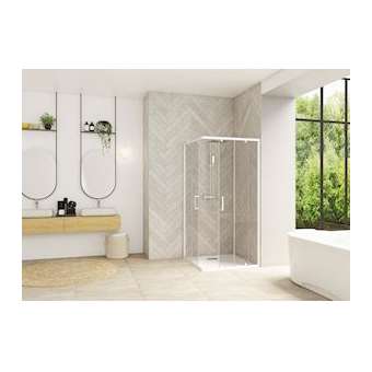 Smart Design accès d'angle coulissant 70 profilé blanc verre transparent d|Blanc aqua production-BL5PA90270BTNED